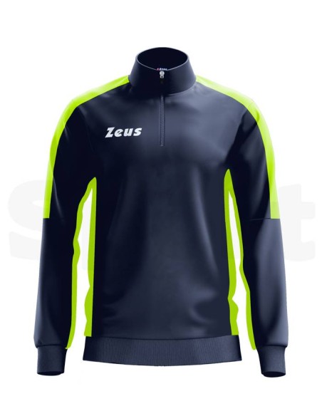 Zeus Felpa Train Start Blu Giallo Fluo  Felpa Tecnica Allenamento Unisex