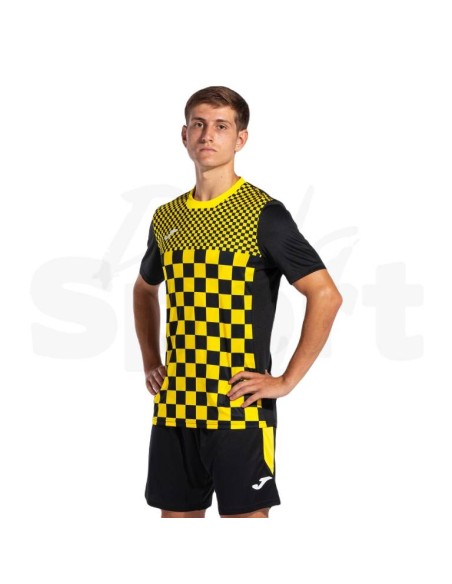 JOMA MAGLIA CALCIO MANICA CORTA FLAG III NERO GIALLO