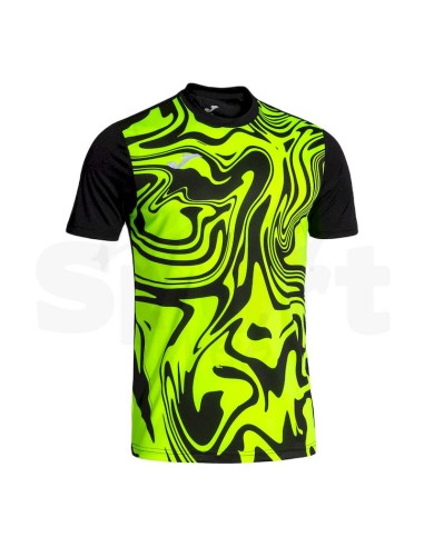 JOMA MAGLIA MANICA CORTA LION II NERO GIALLO FLUO