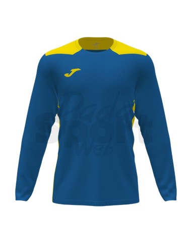 JOMA CALCIO MAGLIA MANICA LUNGA CHAMPIONSHIP VI AZZURRO GIALLO