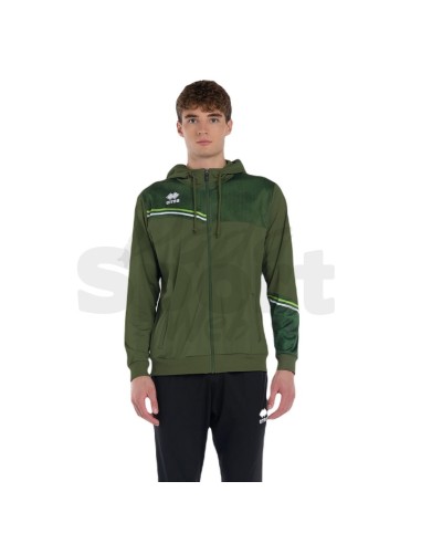ERREA FELPA CON CAPPUCCIO EBER VERDE MILITARE VERDE FLUO BIANCO