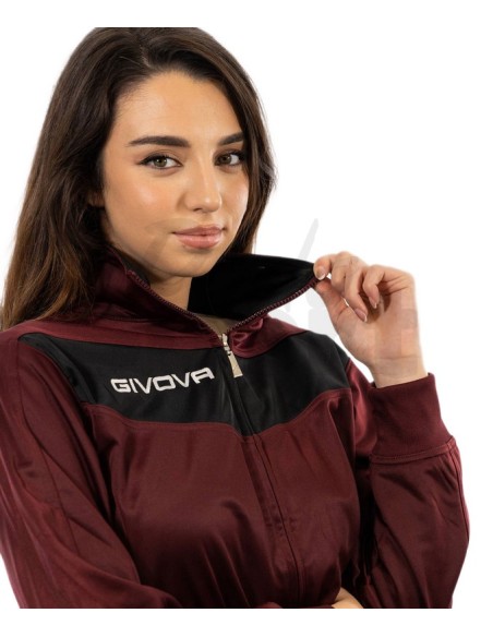 Givova Tuta Sportiva Visa Granata Nero Completo Relax e Allenamento Unisex