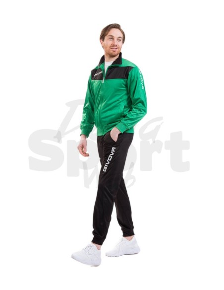Givova Tuta Sportiva Visa Verde Nero Completo Relax e Allenamento Unisex
