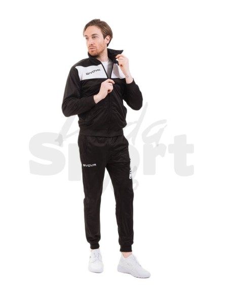 Givova Tuta Sportiva Visa Nero Bianco Completo Relax e Allenamento Unisex