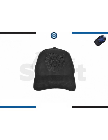 Cappello Inter Ufficiale Nero  Berretto Baseball Alcantara con Ricamo Frontale
