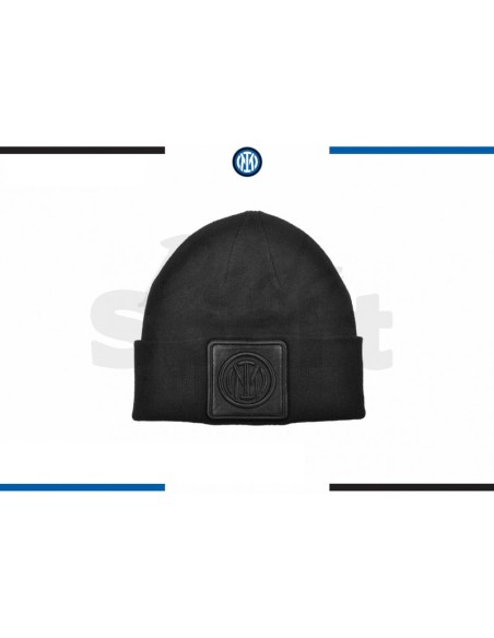 CAPPELLO SKIPPER MAGLIA LISCIA PATCH PELLE RICAMO NERO INTER