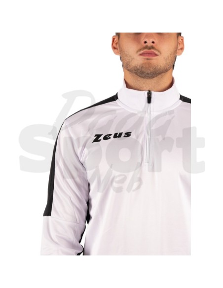 Zeus Felpa Train Start Bianco Nero  Felpa Tecnica Allenamento Unisex