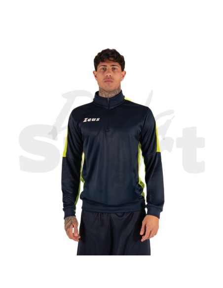 Zeus Felpa Train Start Blu Giallo Fluo  Felpa Tecnica Allenamento Unisex