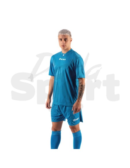 Zeus Kit Promo Azzurro Completo Calcio Maglia + Pantaloncino Personalizzabile