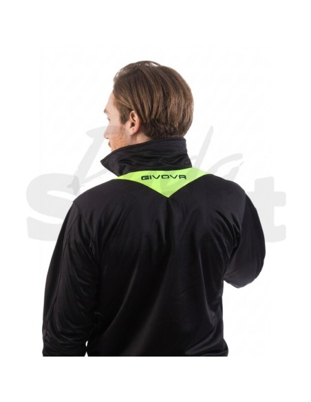 Givova Tuta Visa Nero Giallo Fluo  Tuta Sportiva Unisex Triacetato Zip Intera