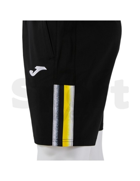 Joma Bermuda Toledo II Nero Giallo  Pantaloncino Multisport Uomo Tasche con Zip