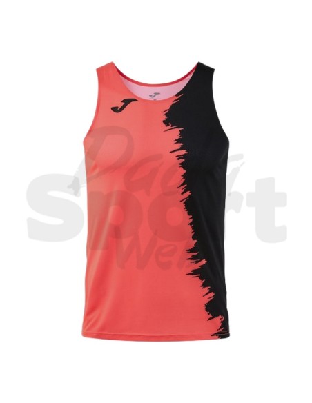 CANOTTA RUNNING JOMA modello PICASHO CORALLO FLUO NERO | Micro-Mesh