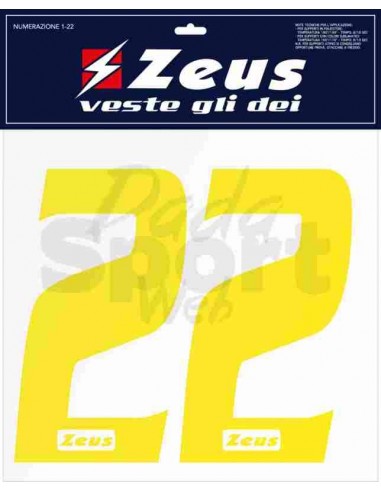 NUMERAZIONE COMPLETA 1-22 ZEUS ALTEZZA 25 cm
